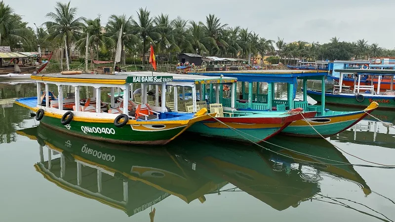 Hon Dai Tourist boats docking in Hoi An, Vietnam
