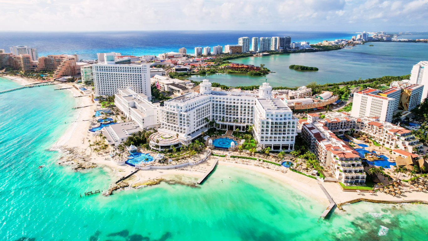 Arial View of Cancun in Mexico