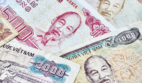 Different values of Vietnamese Dong dollar notes